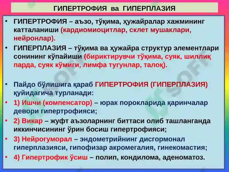 Мосланиш-ўрин алмашиниш жараёнлари. Гипертрофия, атрофия, гиперплазия, метаплазия, дисплазия 7