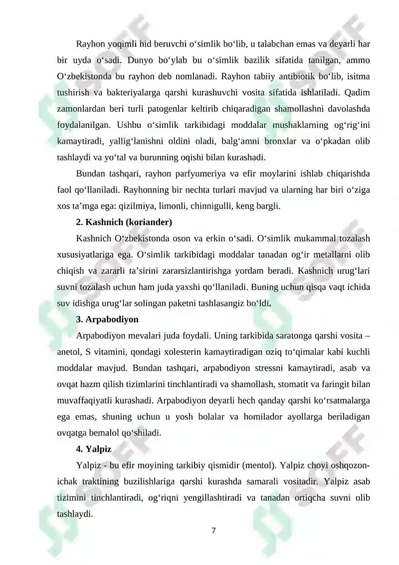 XALQ TABOBATIDA KENG QO’LLANILADIGAN DORIVOR O’SIMLIKLAR VA ULARGA BOTANIK TAFSIF 7