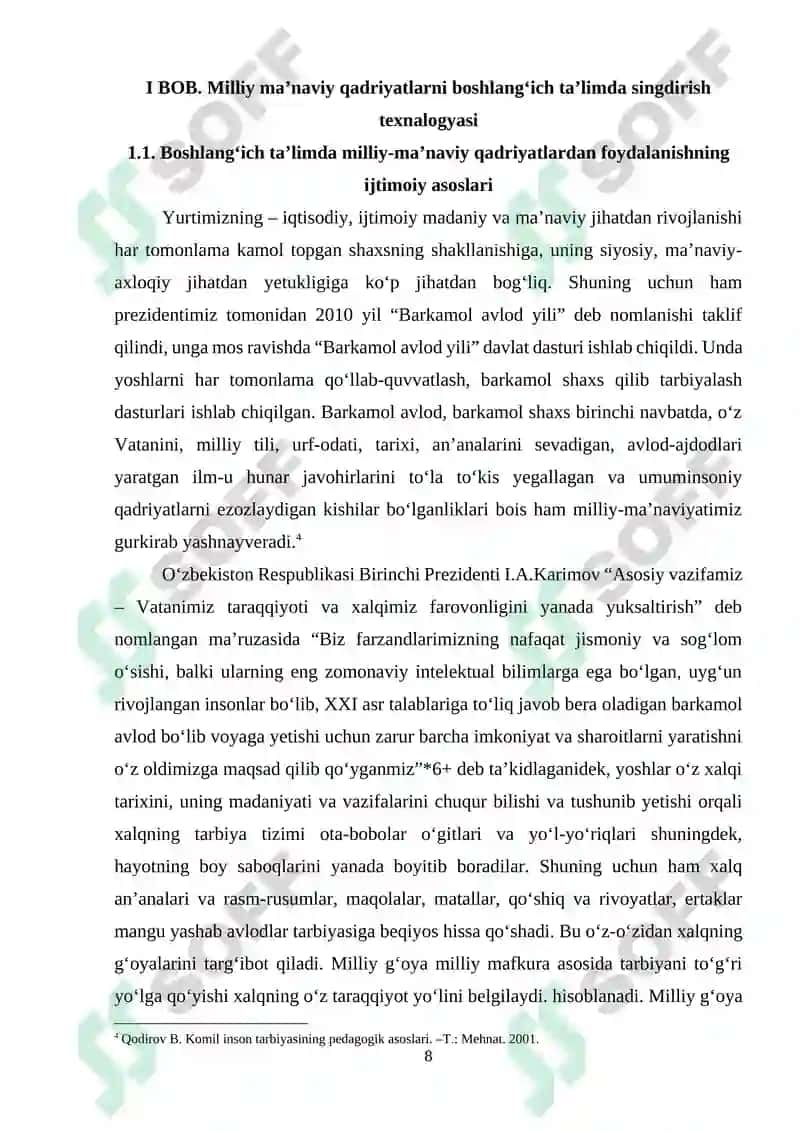 Milliy ma’naviy qadriyatlarni boshlangʻich taʼlimda singdirish texnalogyasi 7