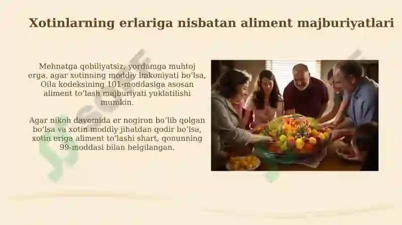 OILA AʼZOLARINING VA BOSHQA SHAXSLARNING ALIMENT MAJBURIYATLARI 7
