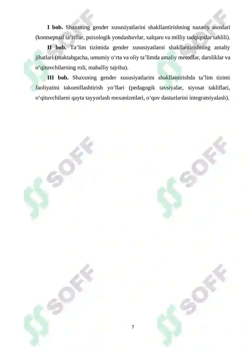 SHAXSNING GENDER XUSUSIYATLARINI SHAKLLANTIRISHGA TAʻLIM TIZIMINING TA’SIRI 7