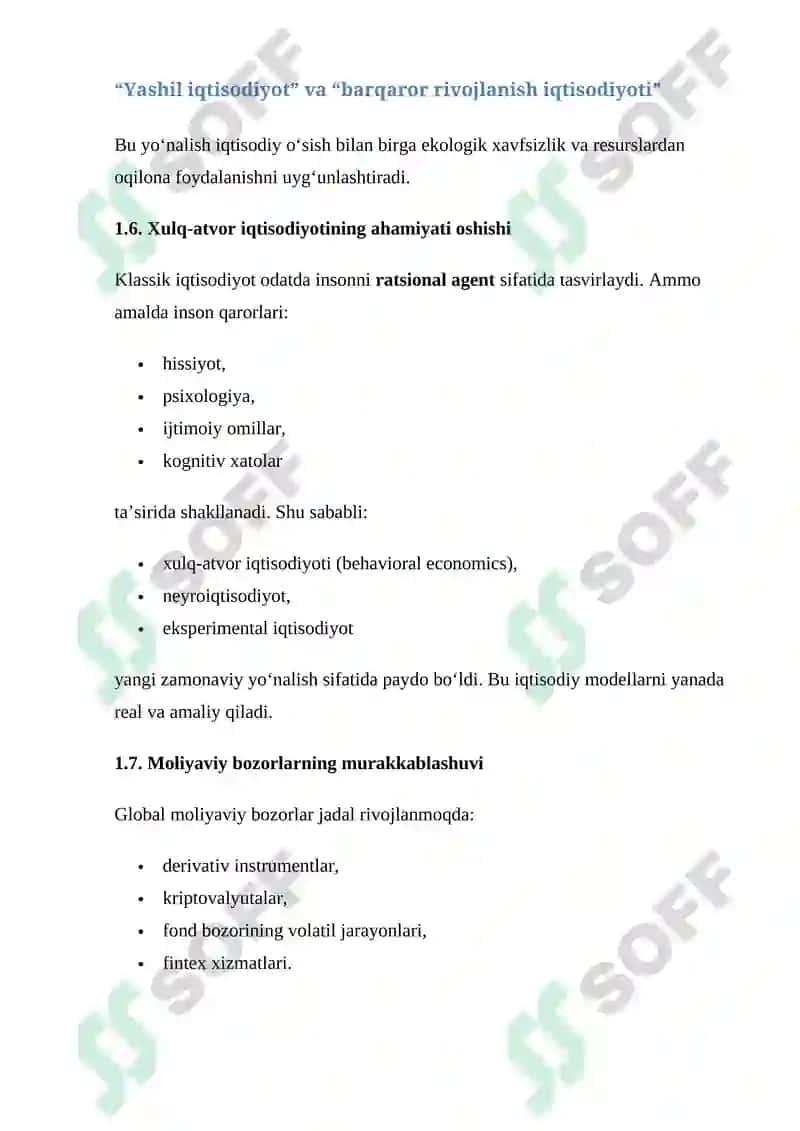 Hozirgi zamon iqtisodiyot nazariyasi rivojlanishining asosiy yo‘nalishlari 7
