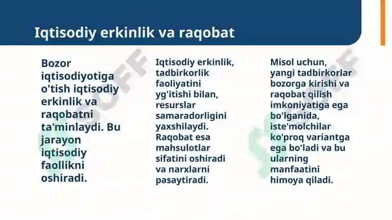 Ma'muriy-buyruqbozlik iqtisodiyotidan boshqariladigan bozor iqtisodiyotiga òtishning xususiyatlari 7