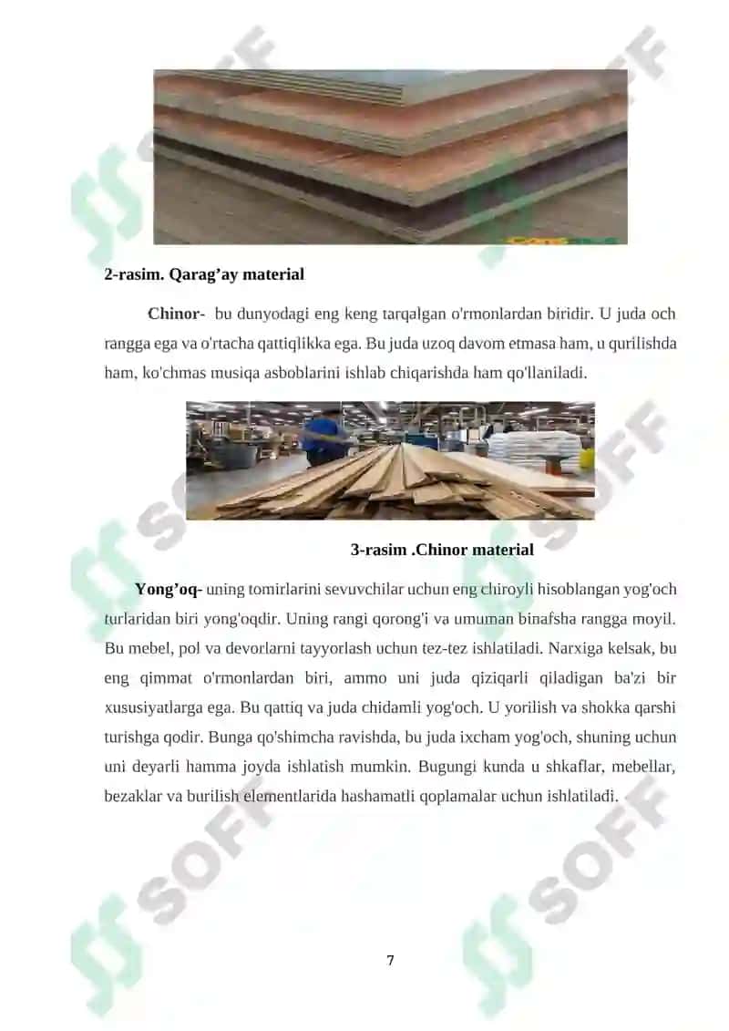 YOG`OCH XOMASHYO TANLASHDA YOGOCH TURLARINI GURUXLARGA BO`LISHNI O`RGANISH 7