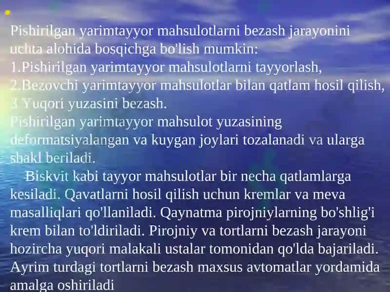 Biskvit va pirojnoe mahsulotlari texnologiyasi 7