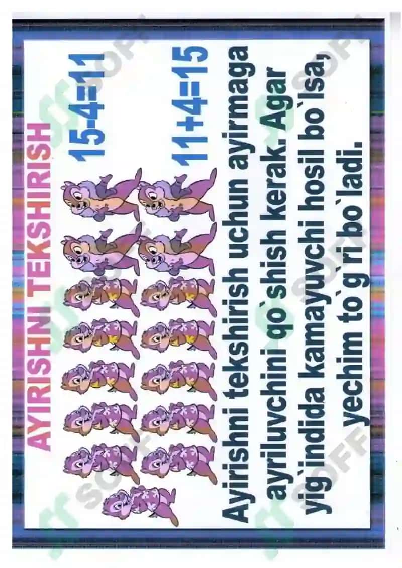 2-sinflar uchun matematika fanidan ko'rgazmalar to'plami 7