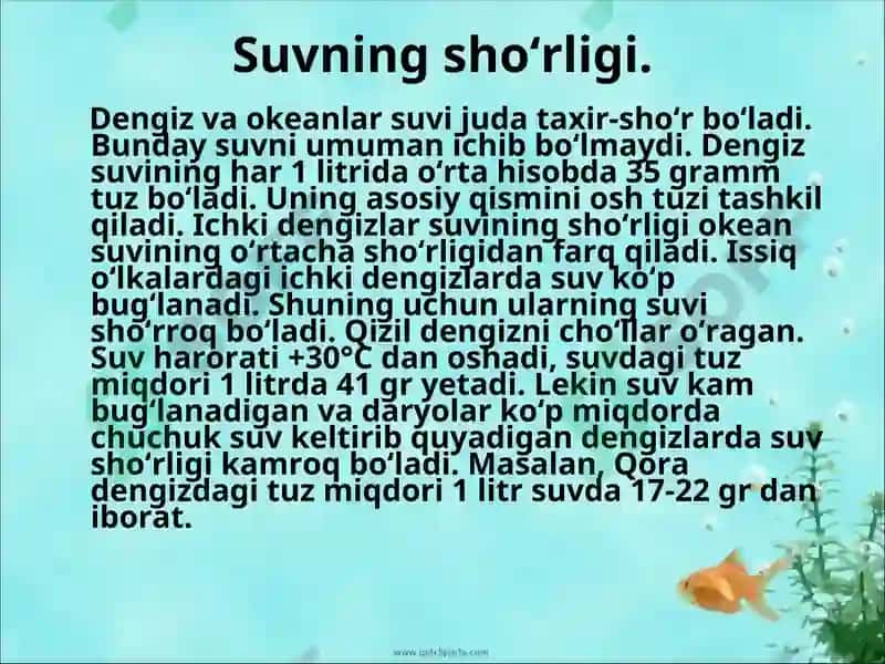 Okean suvining xususiyatlari 7