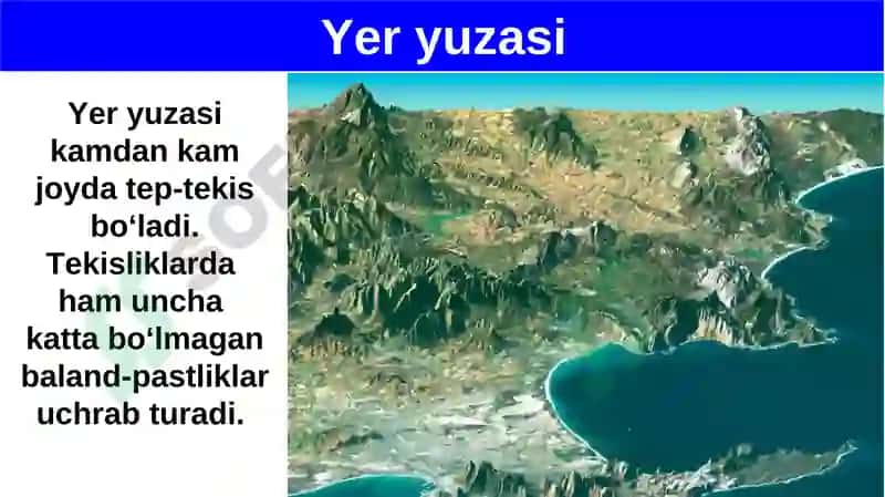 Joy balandligi Geografiya 5-sinf 7