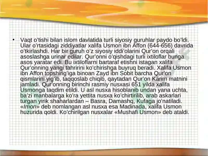 Qur’oni Karimning Nozil Bo’lish Tarixi va Jamlanishi 7