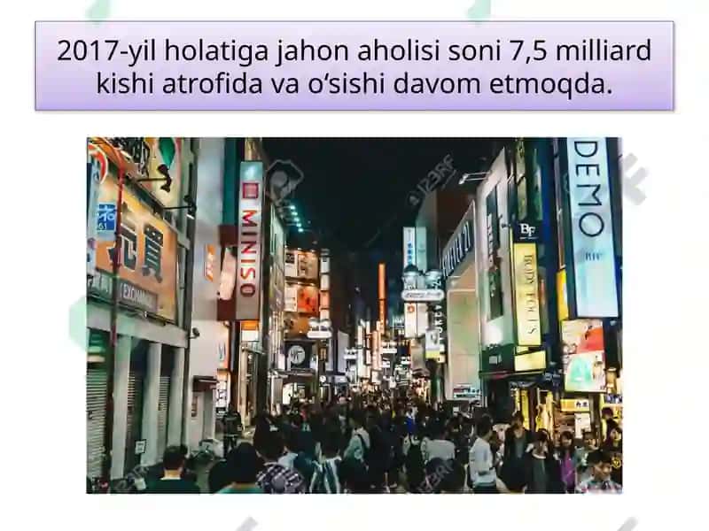 DUNYO AHOLISI VA ZAMONAVIY DEMOGRAFIK VAZIYAT 7