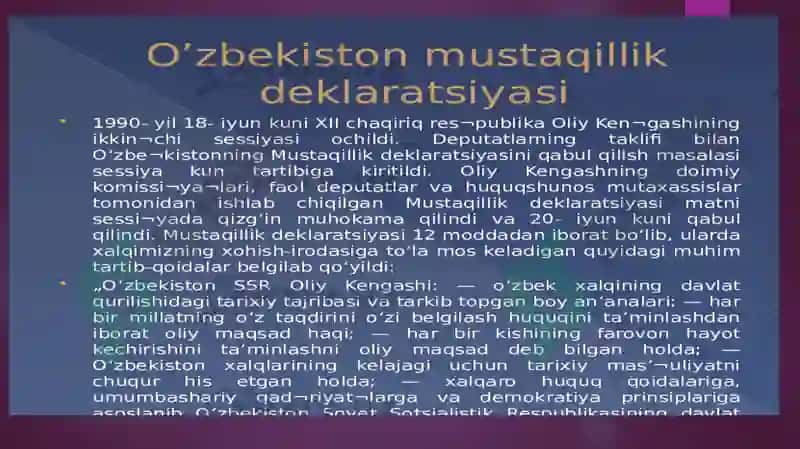 Mustaqillik – me’yoriy-huquqiy asoslariningyaratilishi 7