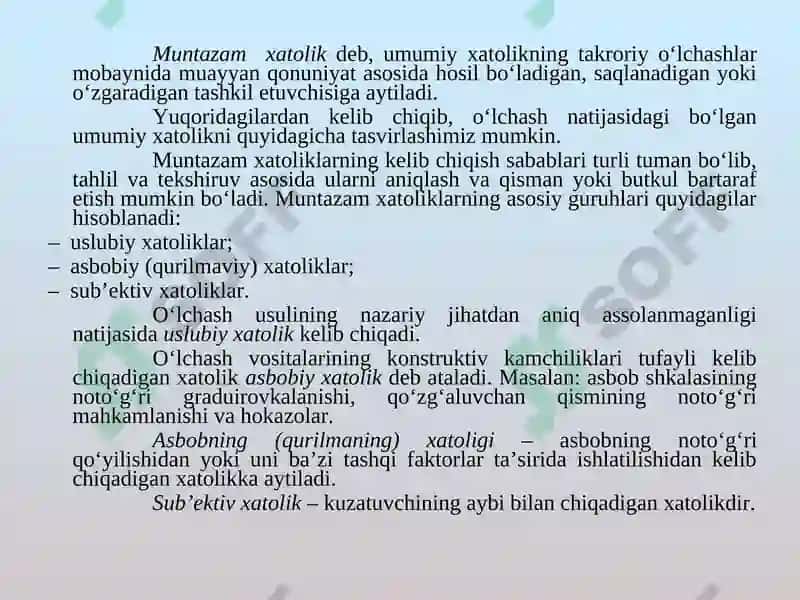 O’lchash xatoliklari va noaniqlik 7