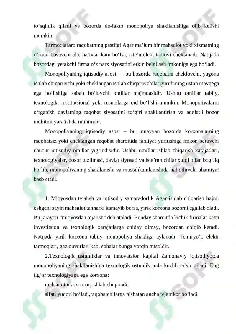 MONOPOLIYALARNING IQTISODIY ASOSI VA ULARNING TURLARI 7