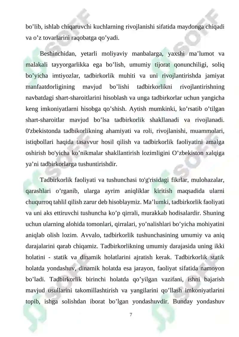 Tadbirkorlik faoliyati uning asosiy belgilari va vazifalari 7