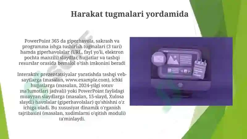 Ms Power Pointda o’rgatuvchi-interaktiv taqdimotlar 7
