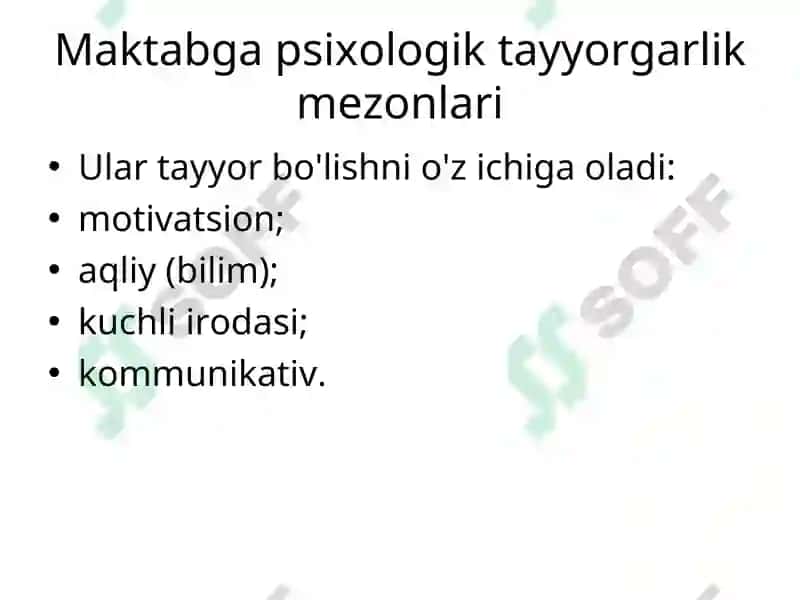 Bolalarning maktab ta’limiga tayyorlashda ijtimoiy-psixologik tayyorgarligi mavzusidagi TAQDIMOTI 7