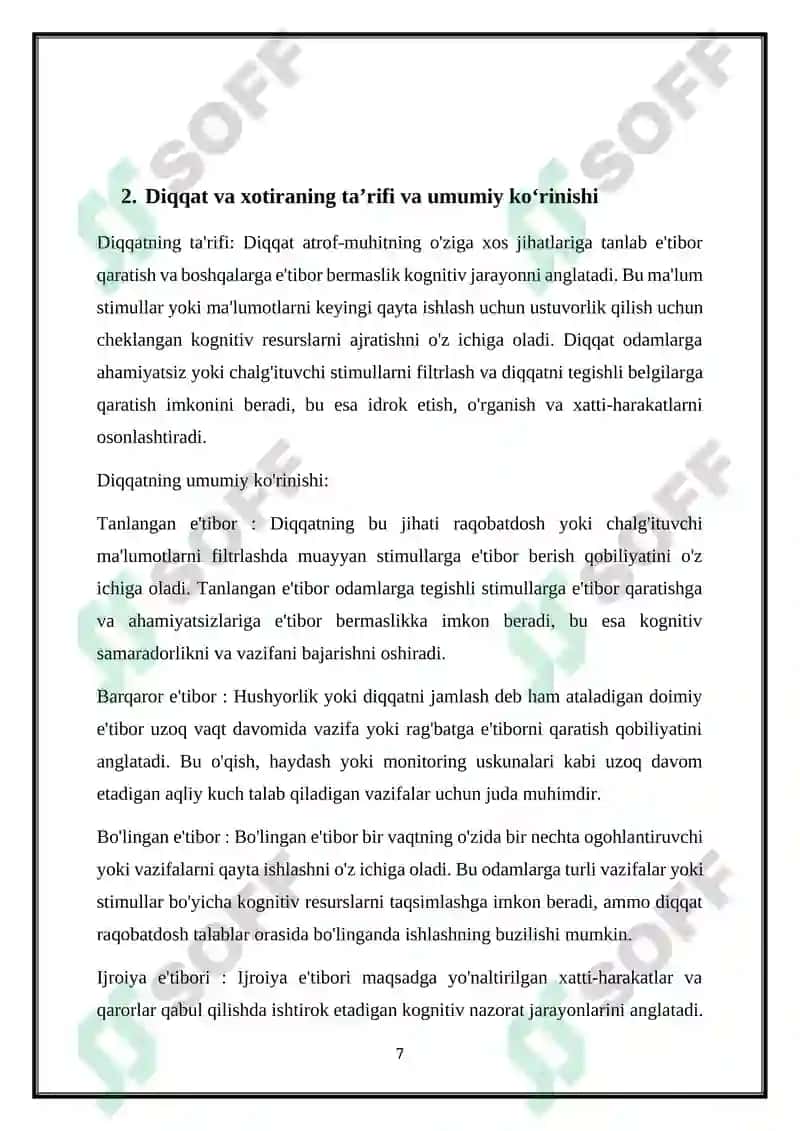 DIQQAT VA XOTIRANING PSIXOLOGIK XUSUSIYATLARI 7