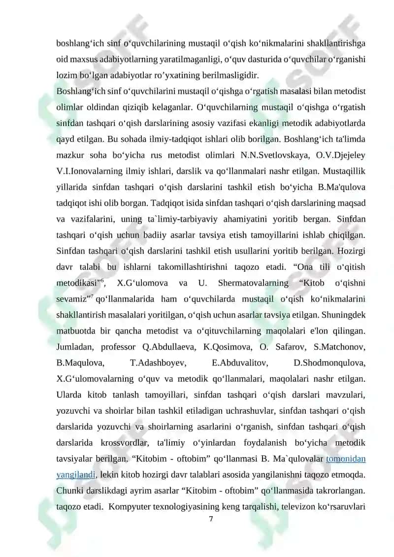 Sinfadan tashqari o‘qish darslarda Rauf Tolibi jodini o‘rganish 7