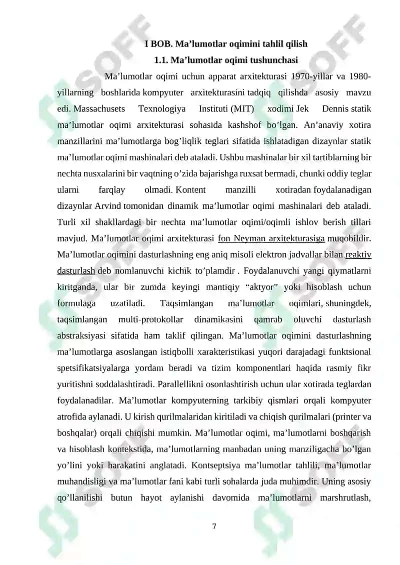 Ma’lumotlar oqimini tahlil qilish 7