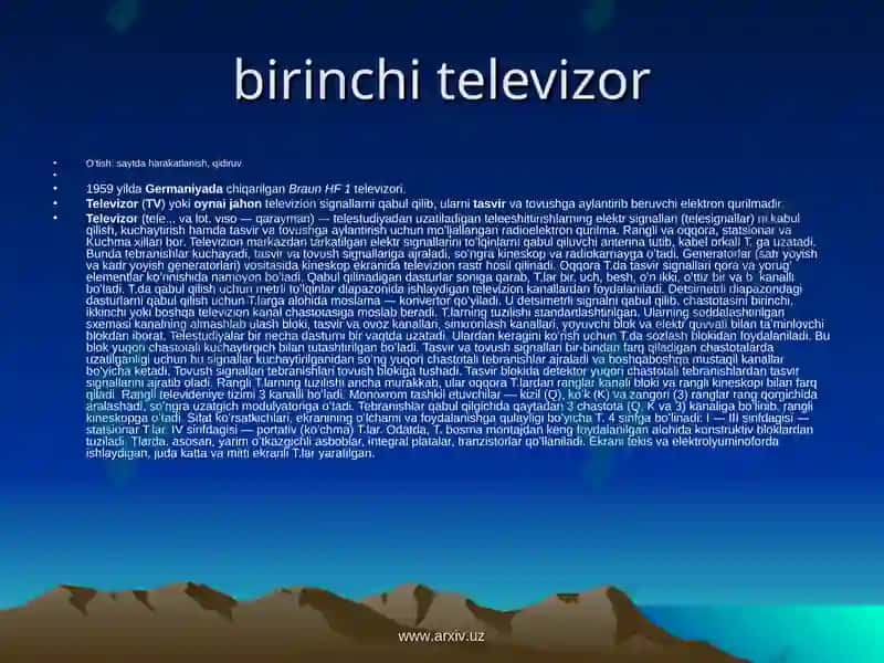 Televidiniya ko’ngilochar sanoat sifatida 7