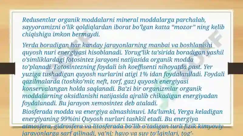 Ekologiya fanidan taqdimot 7