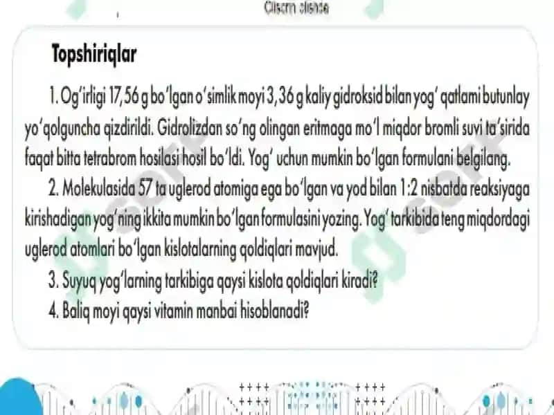 Yog’lar va monosaxaridlar mavzisini o’qitishga oid tajribalarni o’rganish 7