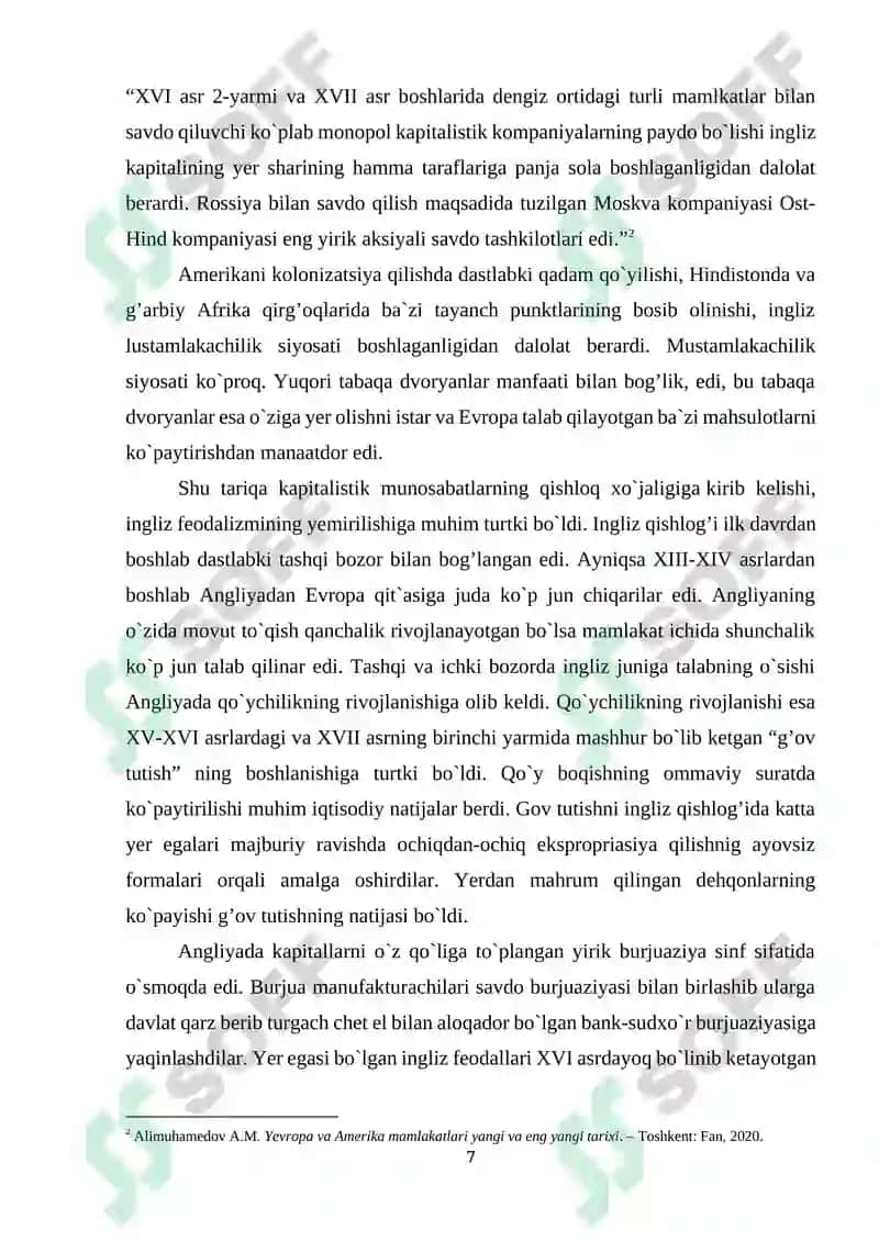 XVIII- asrda Angliya sanoat to’ntarishining sabablari va borishi 7