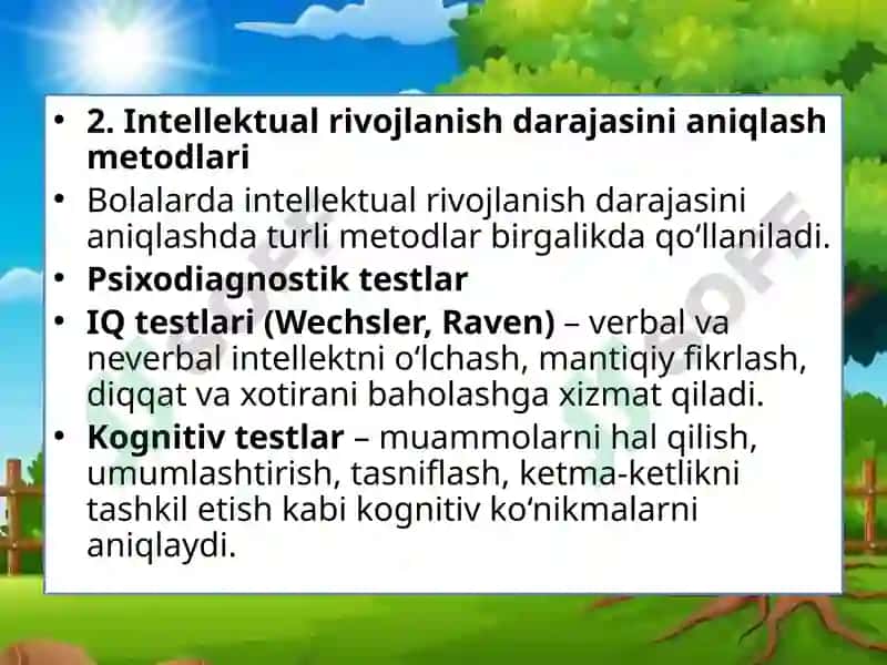 INTELLEKTUAL RIVOJLANISH DARAJASINI ANIQLASH METODLARI 7