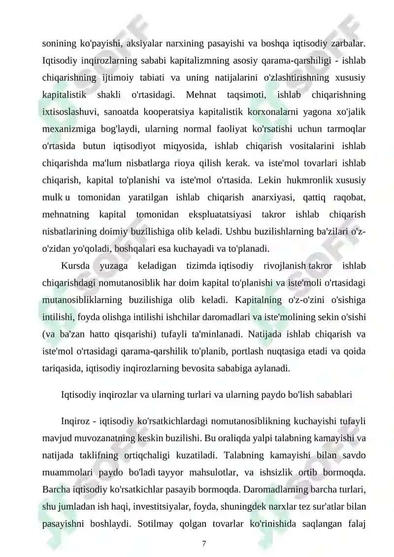 Iqtisodiy inqirozlar ularning turlari va namoyon bo'lish xususiyatlari 7