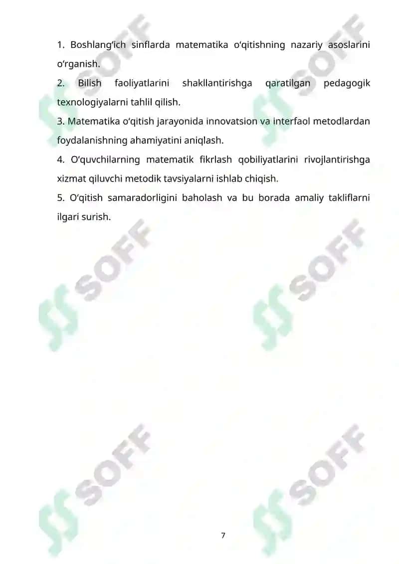 Boshlang'ich sinflarda matematika o'qitish 7