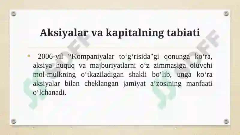 KOMPANIYALARDA ULUSHLI MULKI YOHUD ULUSHLI KAPITAL 7