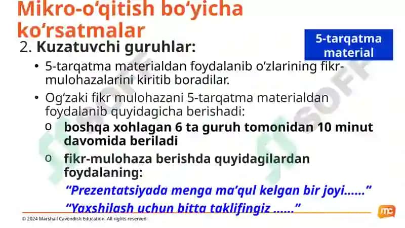 Modul S2: So‘rovgaasoslanganta’lim(SAT)ni loyihalash va o‘qitish tajribalari(3-qism) 7