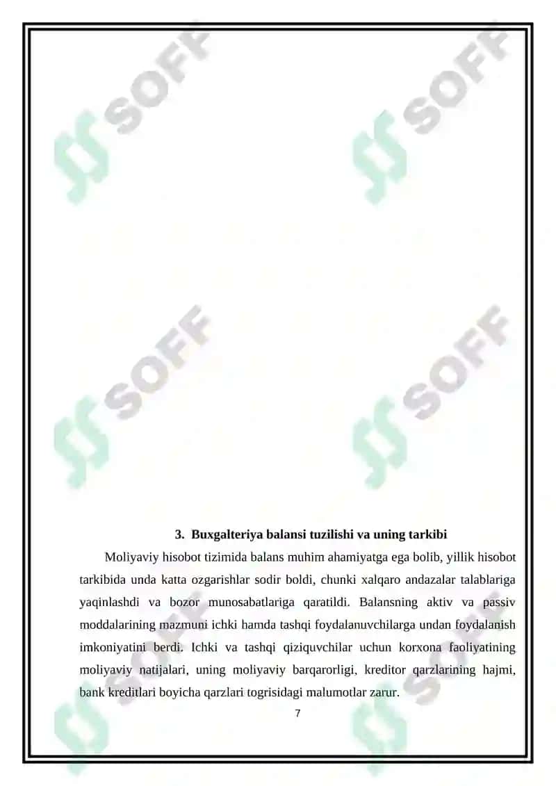 Fiskal instituti Bugalteriya hisobi auditi 3 kurs sirtqi Qurbonboyev Sanjarning Moliyaviy hisobotning xalqaro standartlari fanidan yozgan referati 7