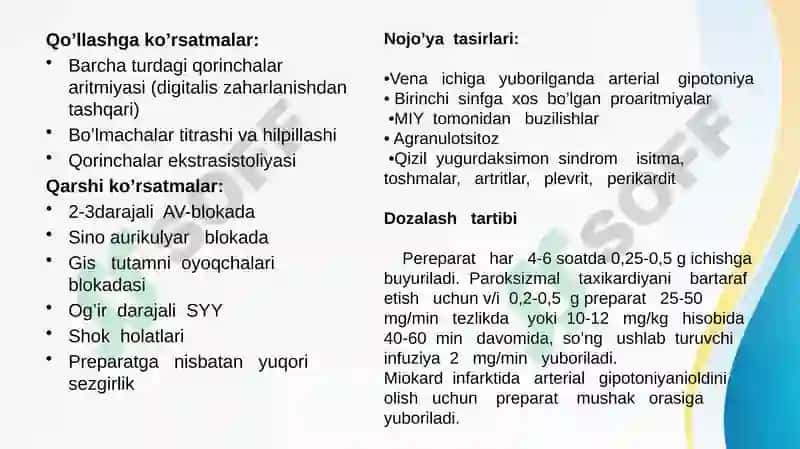 Antiaritmik dori vositalari 7
