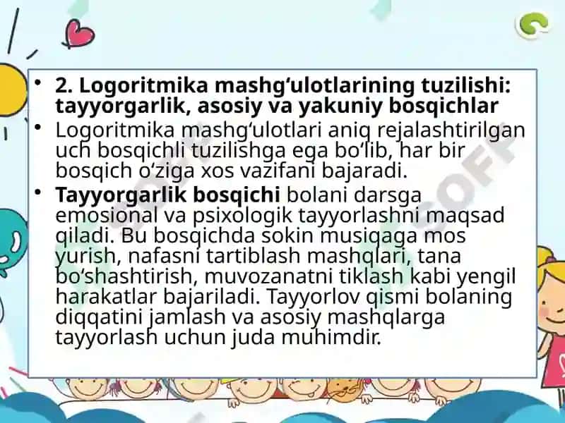 Logoritmika mashg'ulotlari 7