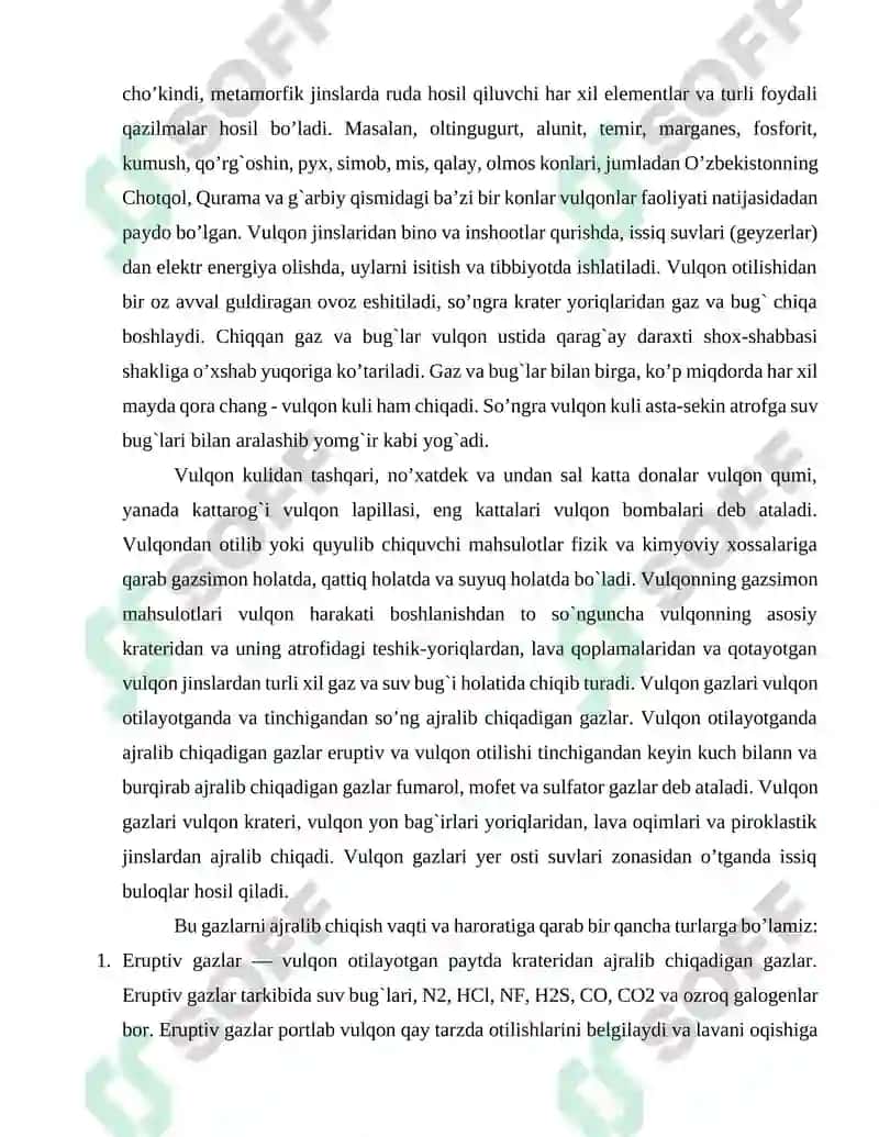 VULKANLAR VA ULARNING TURLARI, VULKANIK JARAYONLAR YOTISH SHAKLLARI PAST VULKANIK JARAYONLAR 7