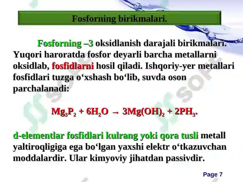 Fosforning tabiatdagi tarqalgan elementlari 7