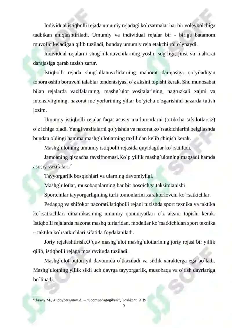 UMUMTA’LIM MAKTABLARNING JISMONIY TARBIYA DARSLARIDA VOLEYBOL BO‘YICHA MASHG‘ULOTLARNI O‘TKAZISH USLUBIYATI 7