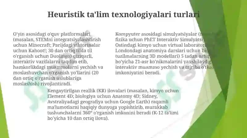 Heuristik ta'lim texnologiyalari asosida o'qitish 7
