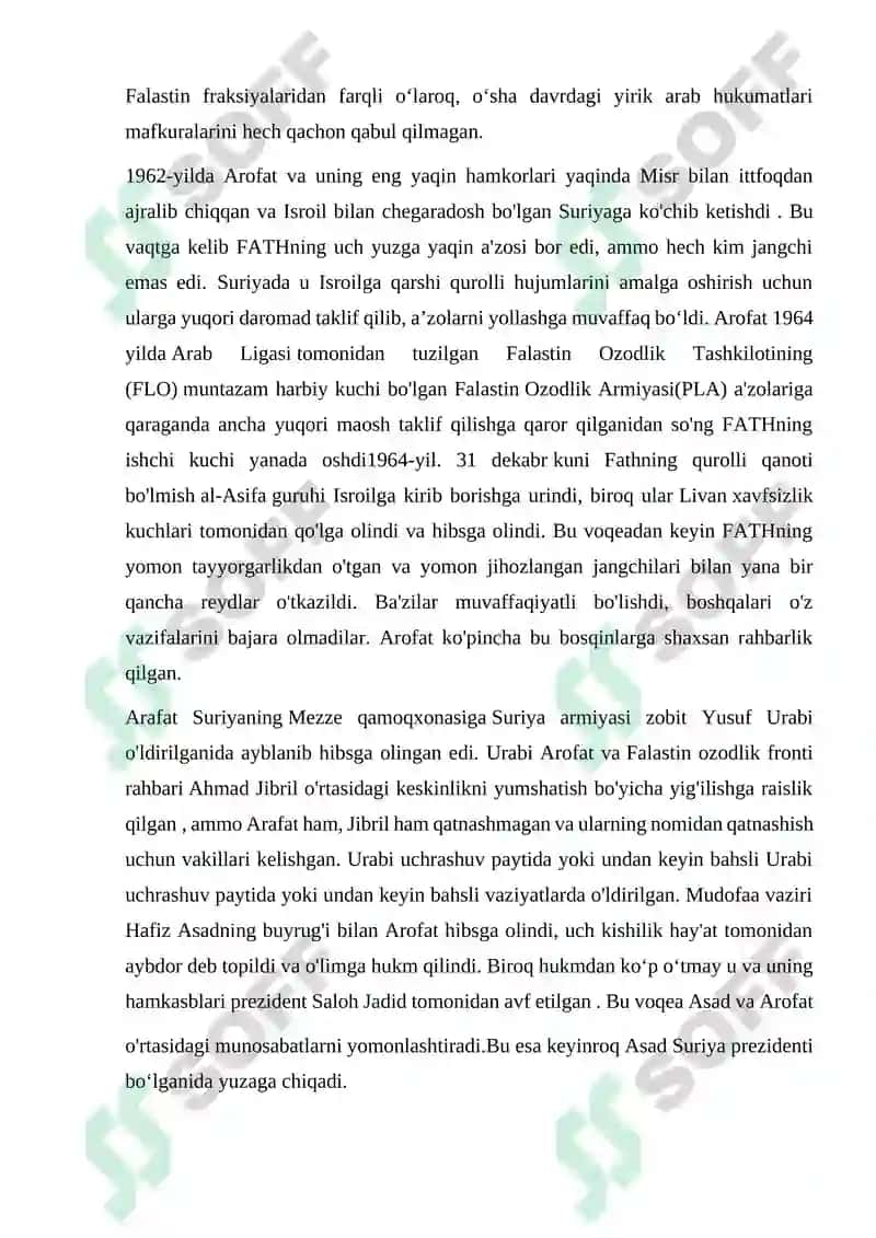 Yosir Arofatning Falastin Davlatining Tuzilishidagi O'rni 7