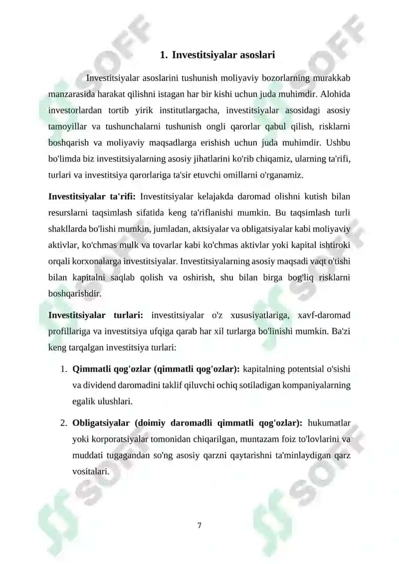 Investitsiyalar va ularga talab 7