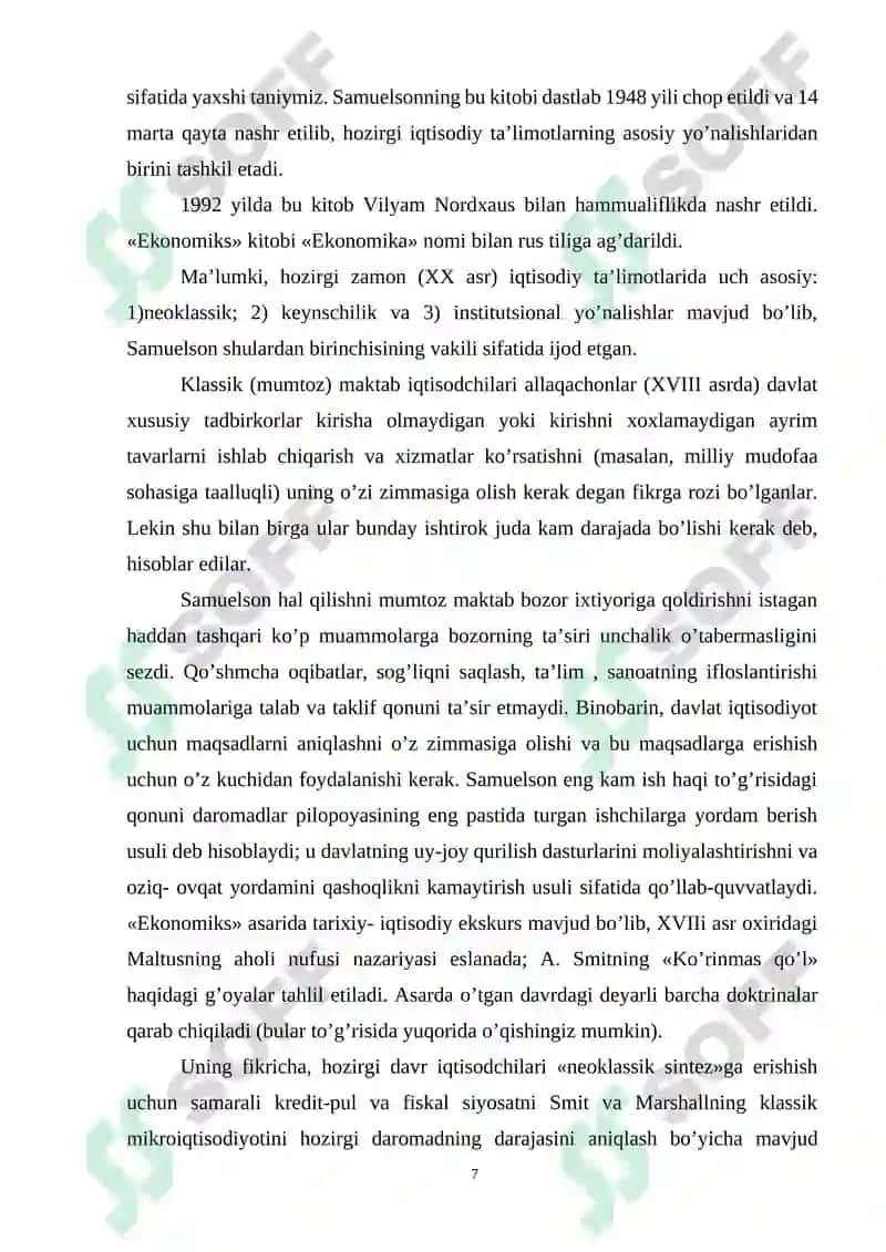 Hozirgi zamon iqtisodiy ta’limotlarining asosiy yo‘nalishlari 7