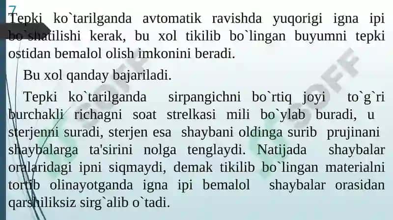 TIKUV MASHINALARINING BUYUMINI SURISH MEXANIZMLARI 7