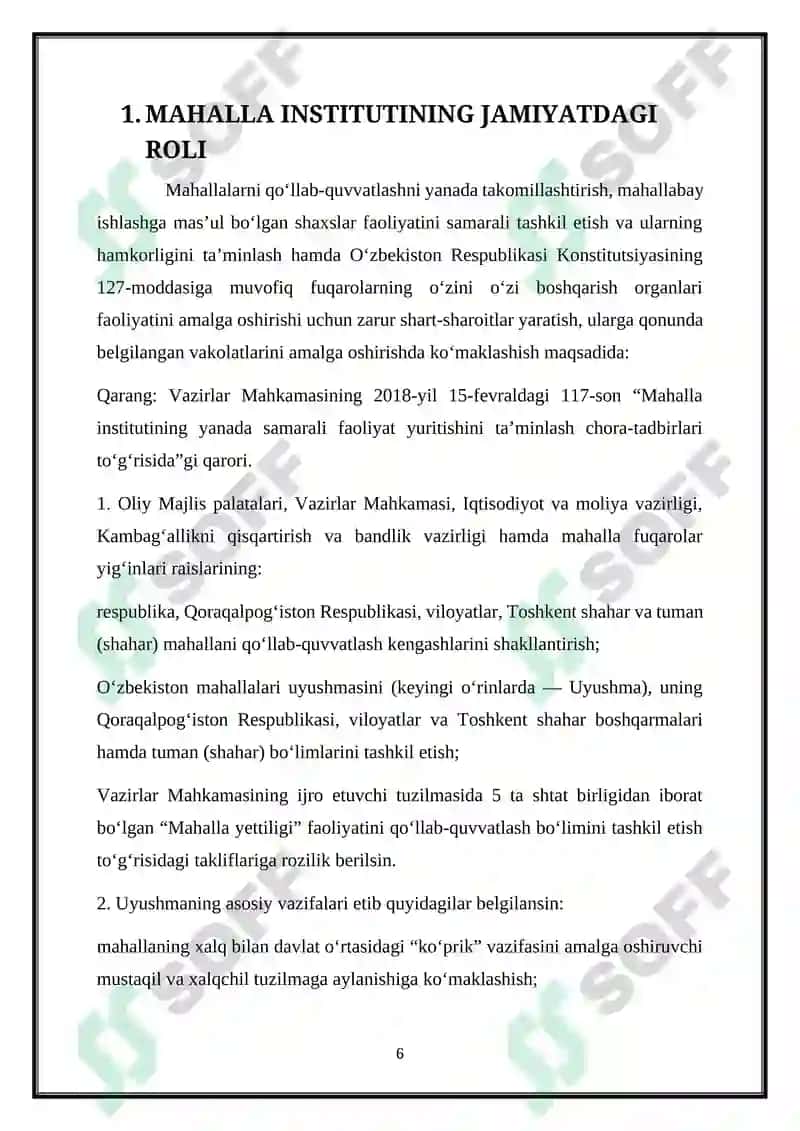 Mahalla institutlarini tashkil etish asoslari va uni samarali faoliyatiga taʼsir etuvchi omillar 7