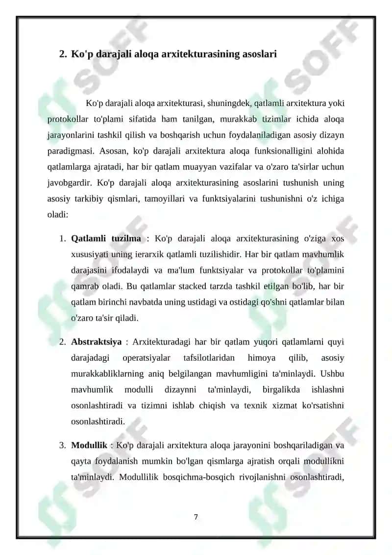 AXBOROT UZATISH VA TAQSIMLASH TIZIMLARI ARXITEKTURASI 7