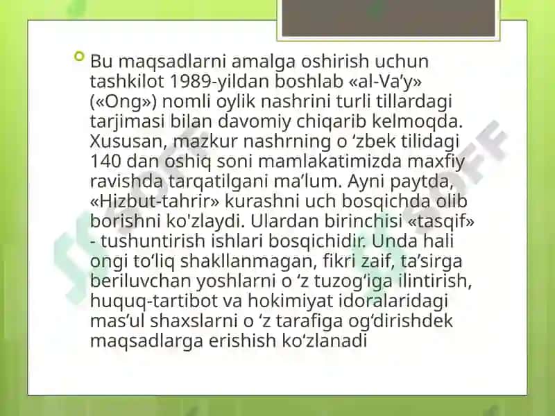 Markaziy Osiyodagi barqarorlikka tahdid solayotgan diniy ekstremistik va terroristik tashkilotlar 7