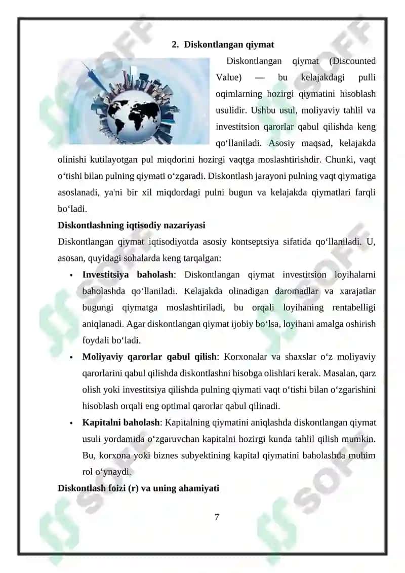 E'tiborsizlik egri chiziqlari, diskontlangan qiymat, xarajat-chiqish modeli 7