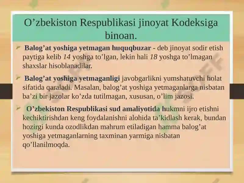 Jinoyatchilik - bolalarda g‘ayriqonuniy hatti-harakatning namoyon bo’lish shakli sifatida 7