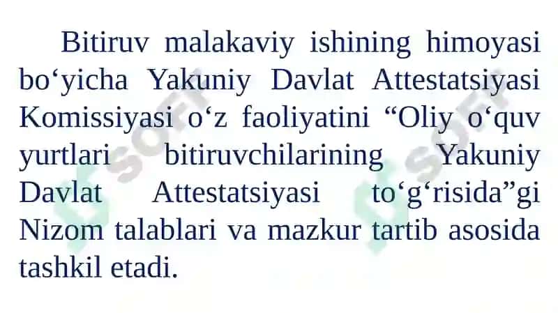 Bitiruv malakaviyishi ni tayyorlash tartibi va qoidalari 7
