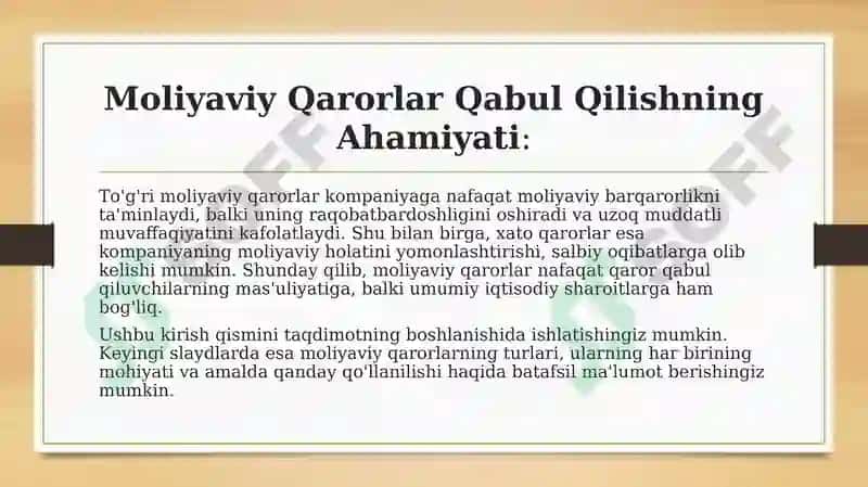 Dividendlar va Foydani Taqsimlash Qarorlari 7